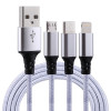 Универсальный Зарядный кабель 2A 1.2m 3 in 1 USB to 8 Pin & USB-C / Type-C & Micro USB Nylon Weave Charging Cable