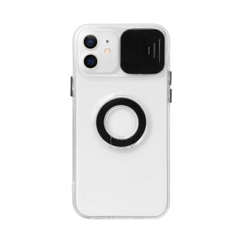 Противоударный чехол Sliding Camera with Ring Holder для iPhone 13 - черный