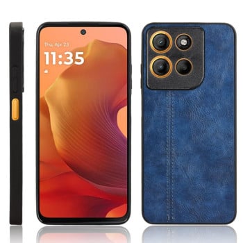 Чехол с прострочкой Sewing Cow Pattern на Motorola Moto G15 / G15 Power - синий