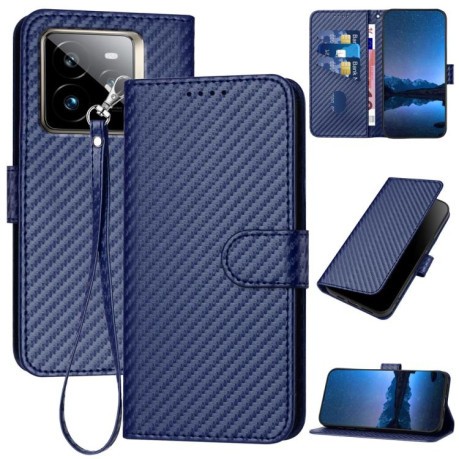 Чехол-книжка Carbon Fiber Texture на Realme GT7 Pro  - синий