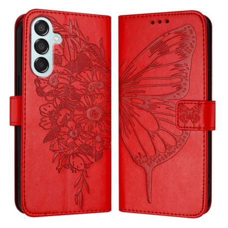 Чехол-книжка Embossed Butterfly для Samsung Galaxy M15 - красный