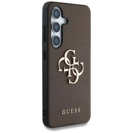 Оригинальный чехол Guess Grained Big 4G Logo Small Classic Logo для Samsung Galaxy S25 Plus - Brown