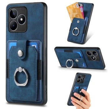 Чехол Retro Skin-feel Ring Multi-card Wallet для Realme C53/C51 - синий