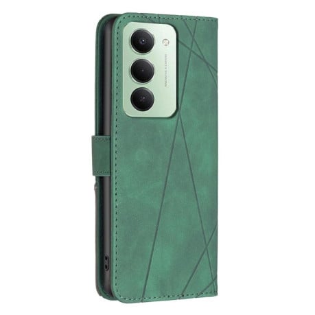 Чехол-книжка с фактурой Rhombus и магнитным хлястиком на Xiaomi Redmi 15 5G Global / 15 4G SEA 169.5mm - зеленый