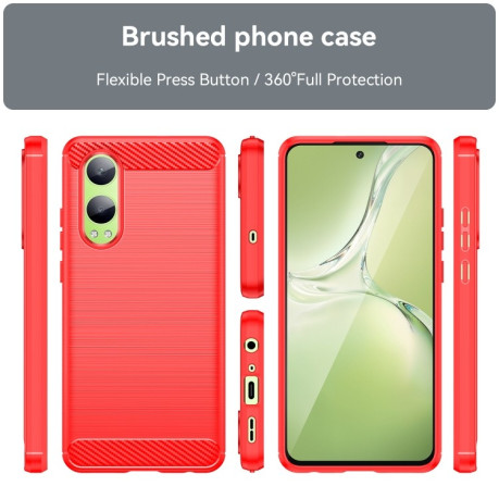 Протиударний чохол Brushed Texture Carbon Fiber на OnePlus Nord CE4 Lite - червоний