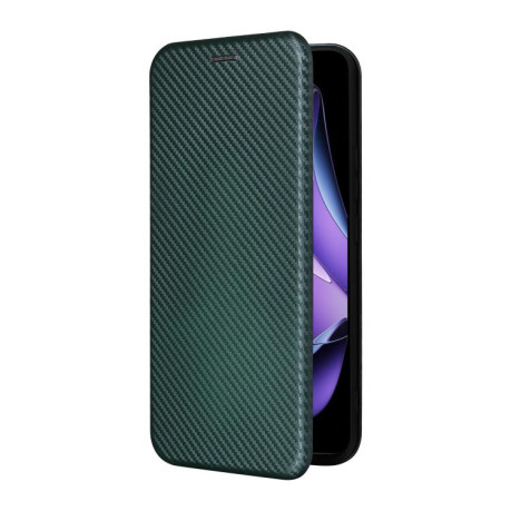 Чехол-книжка Carbon Fiber Texture на OPPO Reno13 F/Reno13 FS - зеленый