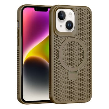 Противоударный чехол Skin Feel PC+TPU Cooling Magnetic Magsafe для iPhone 15 - коричневый