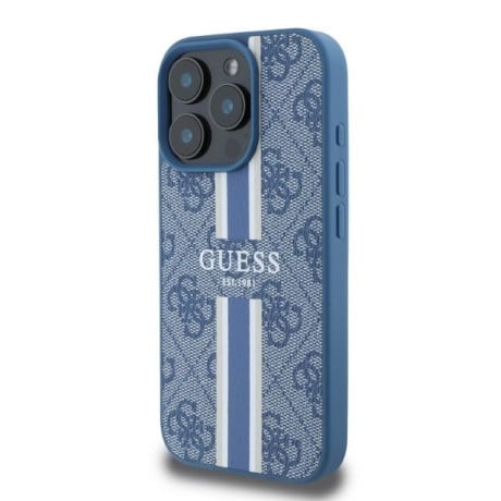 Оригінальний чохол Guess 4G Printed Stripes MagSafe для iPhone 16 Pro Max - blue