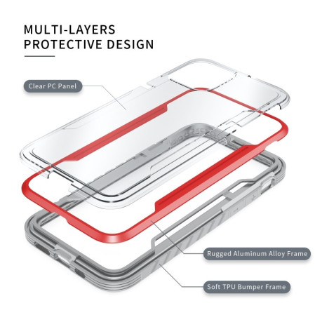 Противоударный металлический чехол Armor Metal Clear на iPhone 12 Mini - красный