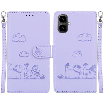 Чехол-книжка Cute Cats RFID Leather на Tecno Pop 10 / Spark Go 2 4G — фиолетовый