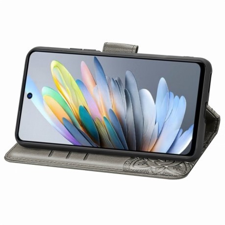 Чохол-книжка Butterfly Love Flower Embossed для Motorola Moto G35 - сірий