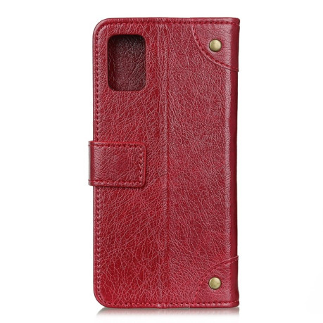 Чехол-книжка Copper Buckle Nappa Texture на Xiaomi Redmi Note 10/10s/Poco M5s - винно-красный
