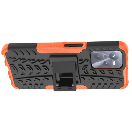 Противоударный чехол Tire Texture на Realme C35 - оранжевый