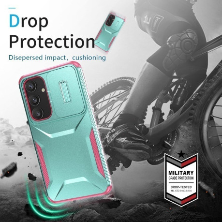 Протиударний чохол Sliding Camshield для Samsung Galaxy S25+ 5G / S24+ 5G - Grey Green + Pink