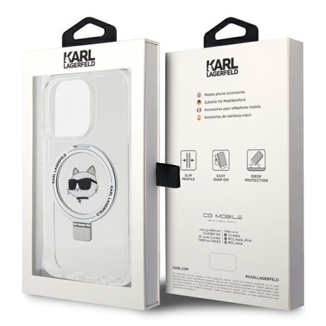 Оригінальний чохол Karl Lagerfeld Ring Stand Karl Choupette MagSafe для iPhone 15 Pro Max - transperent(KLHMP15XHMRSCHH)
