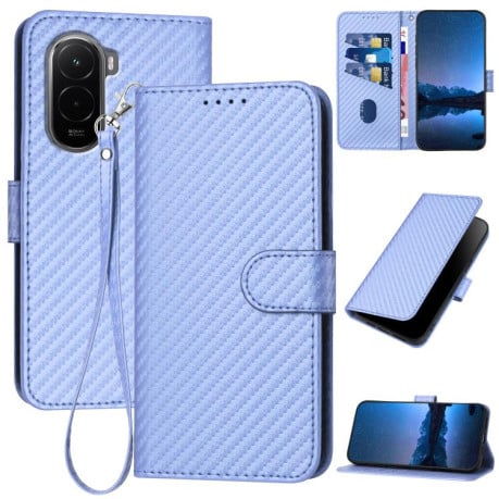 Чехол-книжка Carbon Fiber Texture на Xiaomi Poco M7 4G 169mm - фиолетовый