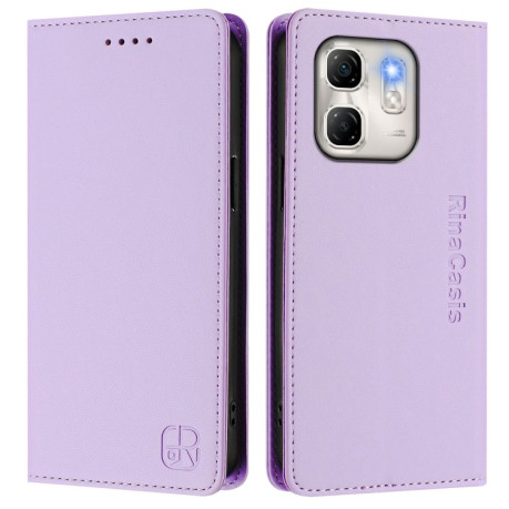 Чехол-книжка RC01 Dual-Folded Magnetic Suction RFID Leather на Infinix Hot 50i 5G / Smart 9 4G - фиолетовый