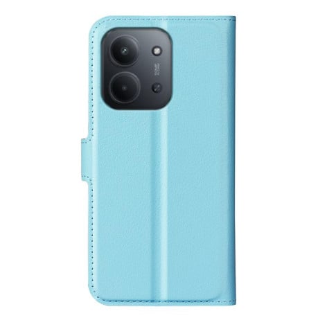 Чехол-книжка с фактурой Litchi и магнитным хлястиком на Xiaomi Redmi 15C 5G / 4G EU 173mm - синий