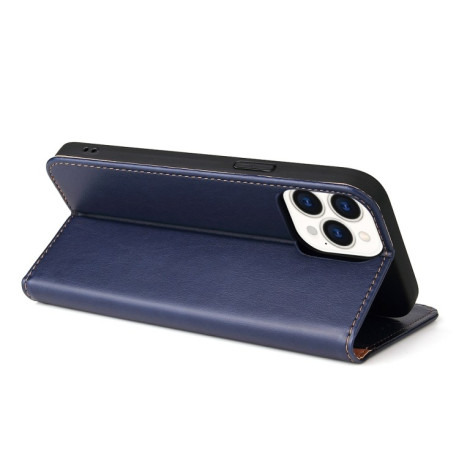 Шкіряний чохол-книжка Fierre Shann Genuine leather на iPhone 13 Pro - синій