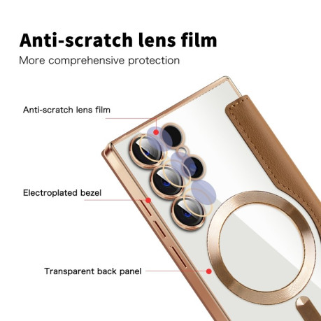 Чохол-книжка Shield MagSafe RFID Anti-theft Leather для Samsung Galaxy S25 Ultra 5G - коричневий