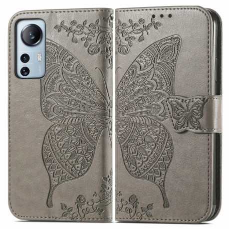 Чохол-книжка Butterfly Love Flower Embossed на Xiaomi 12 Lite - сірий
