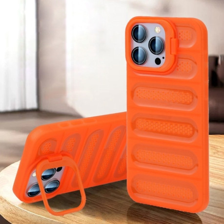 Протиударний чохол Invisible Holder Cooling для iPhone 16 Pro Max - прозоро-жовтогарячий