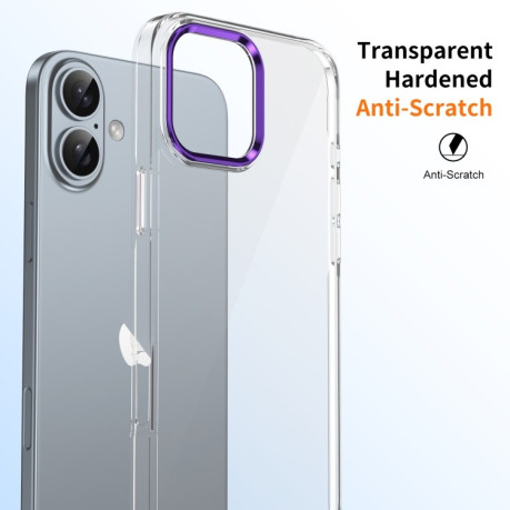 Противоударный чехол Ice Feel HD Transparent PC Full Coverage для iPhone 16 Plus - фиолетовый