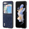 Противоударный чехол ABEEL Retro Litchi Texture для Samsung Galaxy Flip 5 - синий