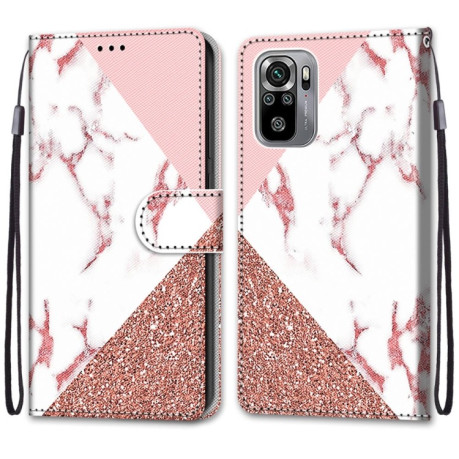 Чохол-книжка Coloured Drawing Cross для Xiaomi Redmi Note 10 4G / Note 10S - Pink Stone Texture