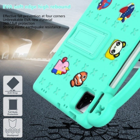 Противоударный чехол EVA Handle Kickstand Children для Xiaomi Pad 7 / 7 Pro 2024 - зеленый