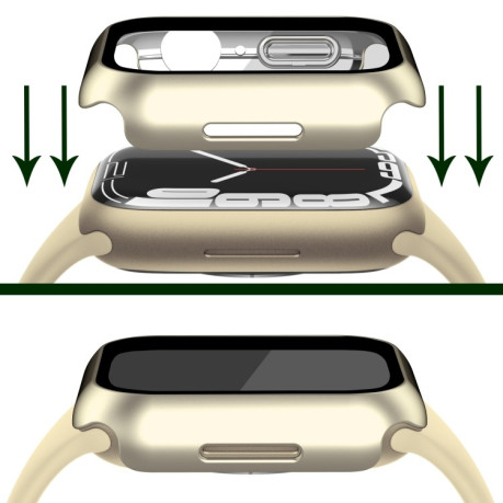 Протиударна накладка із захисним склом Electroplating Matte для Apple Watch Series 8/7 41mm - золотиста