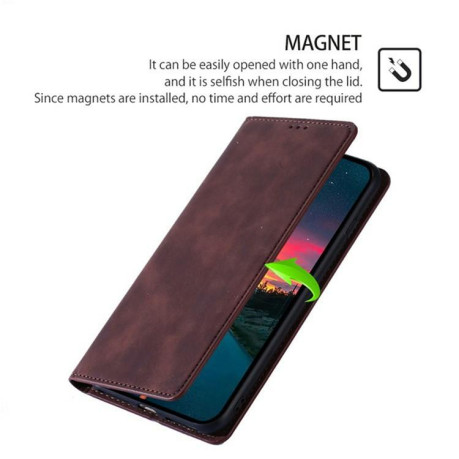 Чохол-книжка в стилі Retro з м'яким покриттям Skin Feel діловий дизайн на OPPO Reno15 5G Global — темно-коричневий