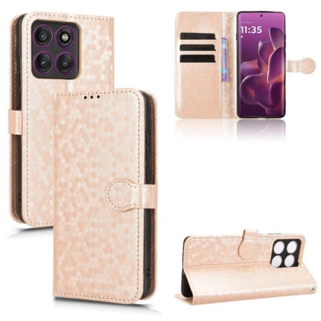 Чехол-книжка Honeycomb Dot для Motorola Edge 60 Pro - золотой