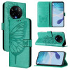 Чехол-книжка Embossed Butterfly для Realme 14 Pro+ - зеленый