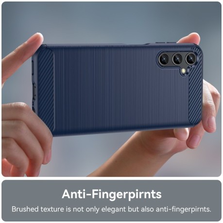 Противоударный чехол Brushed Texture Carbon Fiber на Samsung Galaxy A14 5G - синий