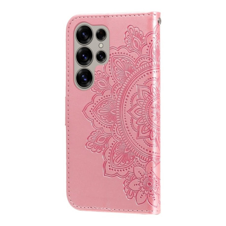 Чохол-книжка 7-petal Flowers Embossing  для Samsung Galaxy S25 Ultra 5G - рожеве золото