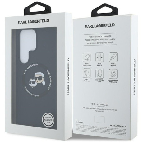 Оригинальный чехол Karl Lagerfeld Silicone Double Heads And Circle MagSafe для Samsung Galaxy S25 Ultra - black