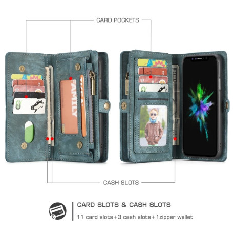 Чехол-кошелек CaseMe 008 Series Zipper Style на iPhone XR - синий