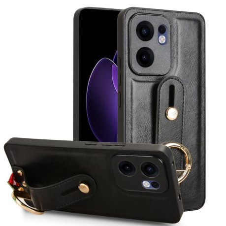 Противоударный чехол Wristband Leather Back для OPPO Reno13 F 5G - черный