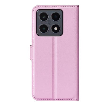 Чехол-книжка с фактурой Litchi и магнитным хлястиком на Xiaomi 15T - розовый