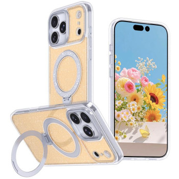 Блискучий магнітний чохол з тримачем Escase на iPhone 18 Pro Max / 17 Pro Max — помаранчевий