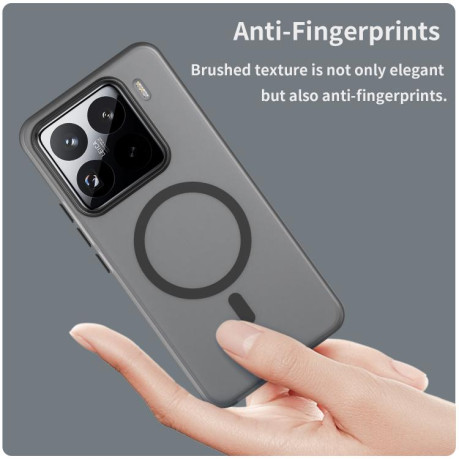 Протиударний чохол MagSafe Frosted Translucent TPU + PC для Xiaomi 15 Pro - чорний
