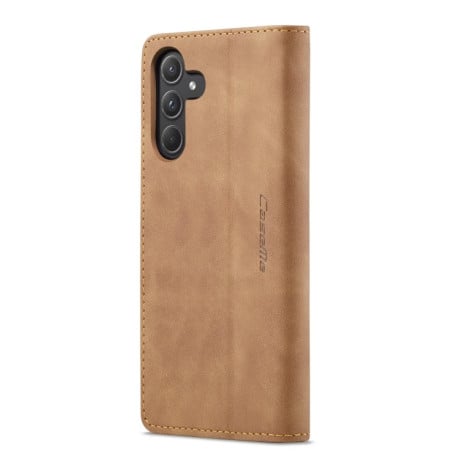 Чехол-книжка CaseMe-013 многофункциональный с кармашком для карт на Samsung Galaxy A55 5G - коричневый