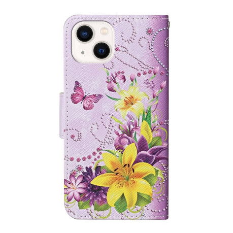 Чехол-книжка Colored Drawing Pattern для iPhone 14 Plus - Yellow Flowers