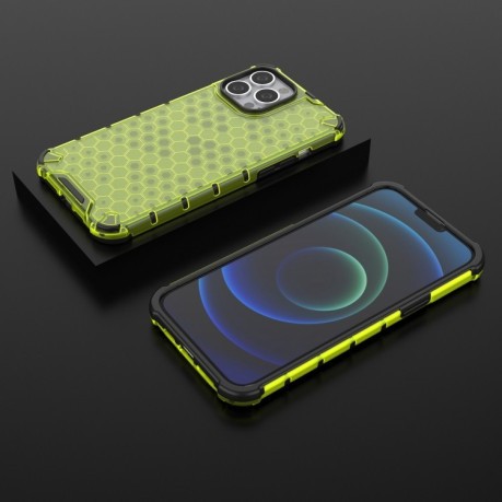 Протиударний чохол Honeycomb with Neck Lanyard для iPhone 13 Pro Max - зелений