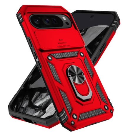 Чехол со шторкой на камеру Sliding Camshield и подставкой на Google Pixel 10 Pro XL - красный
