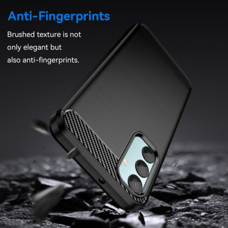 Противоударный чехол Brushed Texture Carbon Fiber на Samsung Galaxy M15 5G - черный