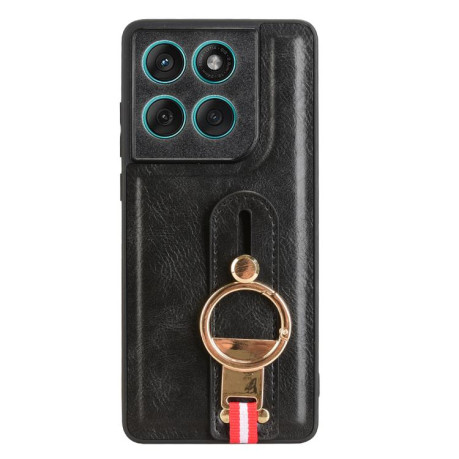 Противоударный чехол Wristband Leather Back для Motorola Edge 60 Fusion - черный
