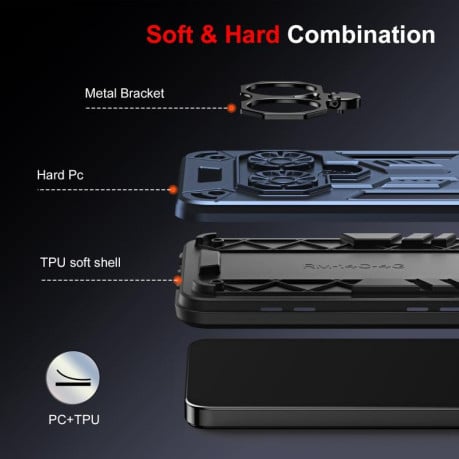 Чохол Double-Ring Holder з поворотним 360 утримувачем на Xiaomi Redmi A5 4G 171.7mm / Poco C71 - синій