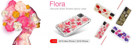 Чехол X-Fitted  FLORA из натуральных цветков для iPhone 12/ iPhone 12 Pro- pink flower